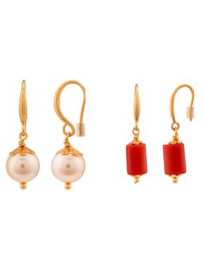 Two pairs of earrings coral, swarovski pearl 2