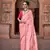 Peach sattin silk blend with zari weaving saree with blouse
