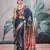 Navy blue sattin silk blend with zari weaving saree with blouse