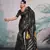 Black sattin silk blend with zari weaving saree with blouse
