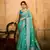 Turquoise soft tusser silk blend with kalamkari weaving saree with blouse