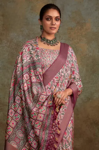 Pink soft handloom silk blend with zari weaving saree with blouse