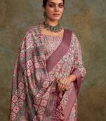 Pink soft handloom silk blend with zari weaving saree with blouse