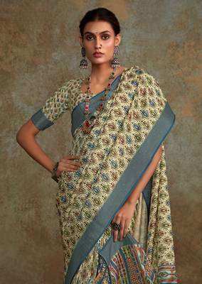 Pear soft handloom silk blend with zari weaving saree with blouse 1