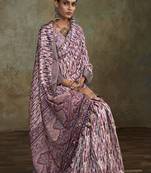Purple soft handloom silk blend with zari weaving saree with blouse