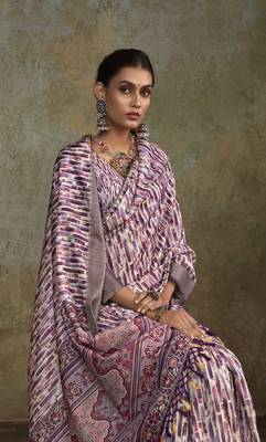 Purple soft handloom silk blend with zari weaving saree with blouse 2