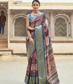 Blue dola viscose with topclass print saree with blouse