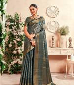 Dark blue pure dharmavaram with zari weaving saree with blouse