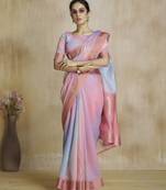 Pink fancy fabric with digital print saree with blouse