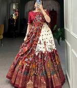 Kalamkari Print Offwhite Color With Foil Work Lehenga Choli