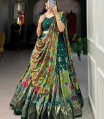 Kalamkari Print Green Color With Foil Work Lehenga Choli