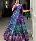 Kalamkari Print Purple Color With Foil Work Lehenga Choli