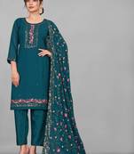 georgette embroid work teal kurta set