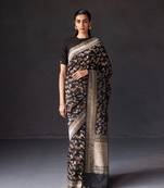 Black Silk Blend Woven Banarasi Wedding Saree