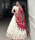 Women's Wedding Khadi Cotton Lehenga Choli For Set