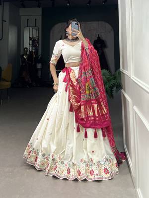 Women's Wedding Khadi Cotton Lehenga Choli For Set 4