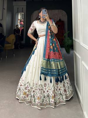 Women's Wedding Khadi Cotton Lehenga Choli For Set 1