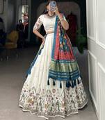 Women's Wedding Khadi Cotton Lehenga Choli For Set