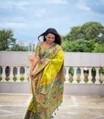 Popati soft pethani silk saree zari weawing meenakari design with unstitched blouse