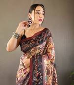  Women's Yellow Italian Digital Printed Cotton Silk Saree,Blouse-not As Per Image