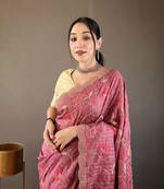 Lavender Tussar Silk Saree,Floral Design Embroidery Work Saree,Blouse-not As Per Image