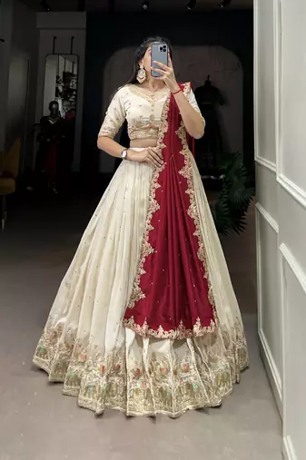 Women's Vichitra Silk Lehenga Choli Set