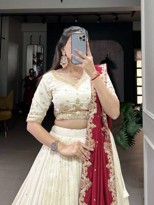 Women's Vichitra Silk Lehenga Choli Set 2