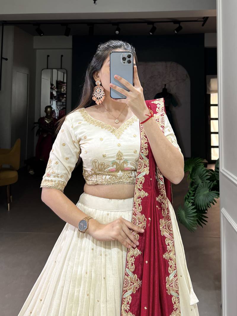 Women's Vichitra Silk Lehenga Choli Set