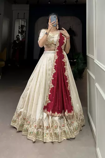 Women's Vichitra Silk Lehenga Choli Set