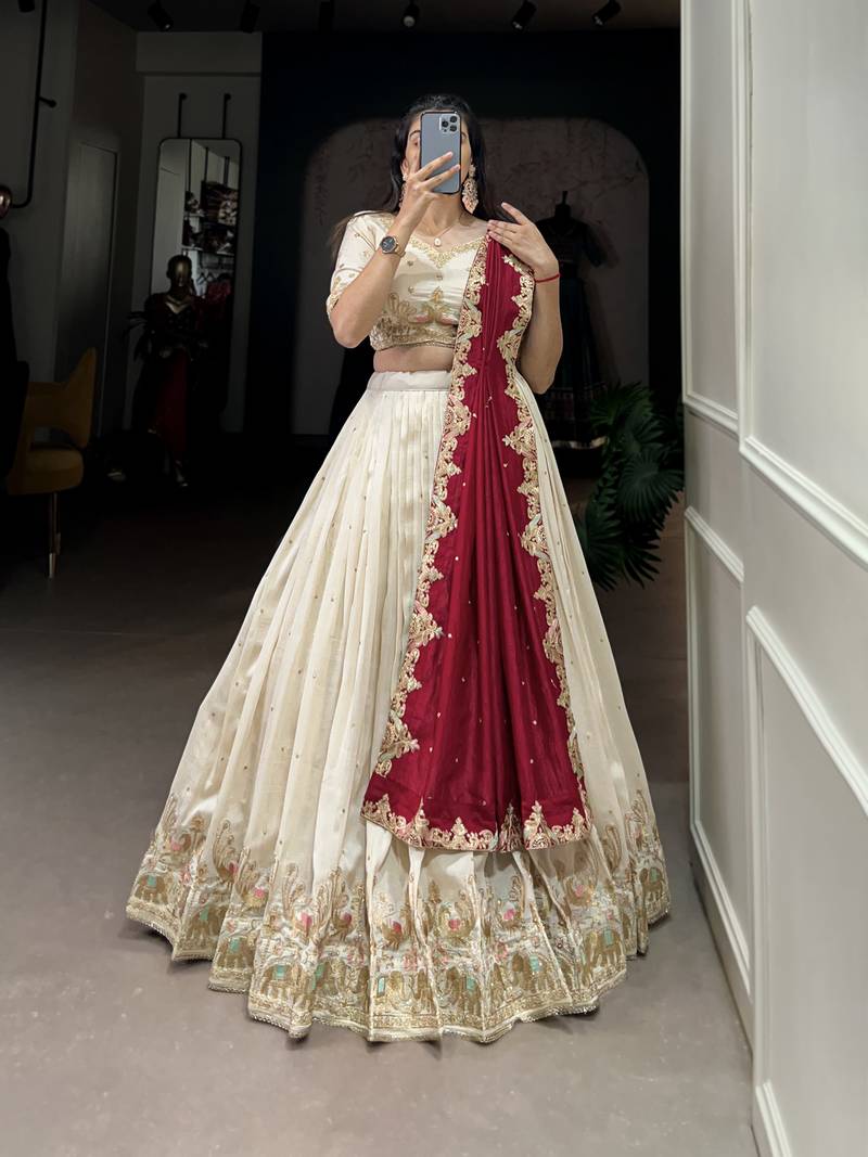 Women's Vichitra Silk Lehenga Choli Set