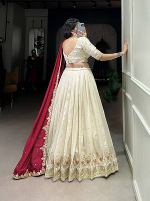 Women's Vichitra Silk Lehenga Choli Set 4