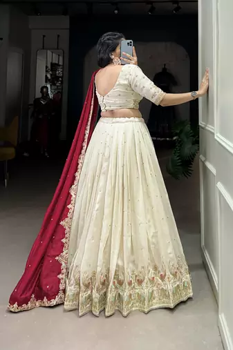 Women's Vichitra Silk Lehenga Choli Set