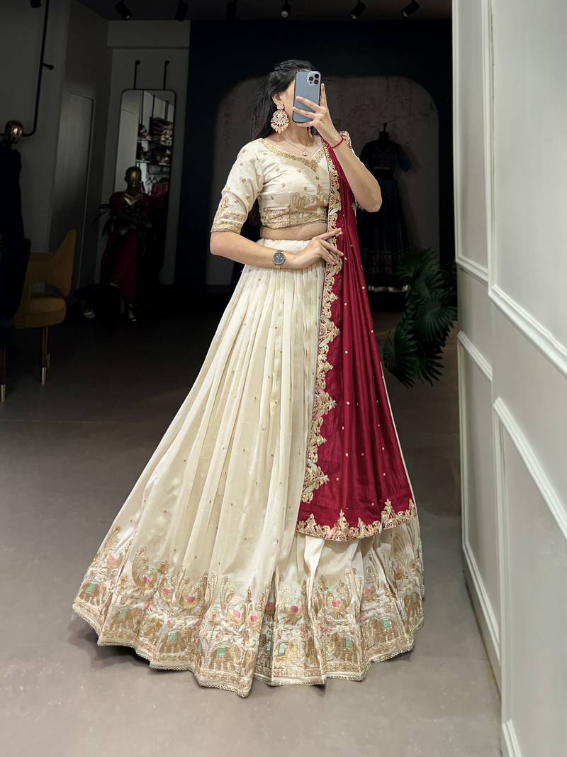 Women's Vichitra Silk Lehenga Choli Set