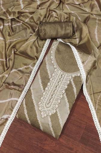 Chiku Modal Banarasi Embellished Unstitched Dress Material