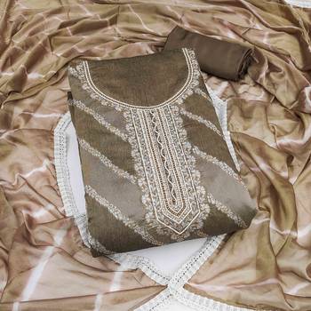 Chiku Modal Banarasi Embellished Unstitched Dress Material 2