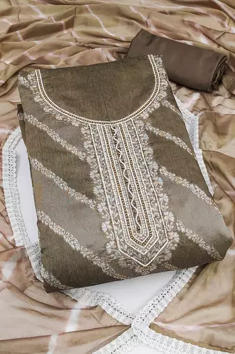 Chiku Modal Banarasi Embellished Unstitched Dress Material
