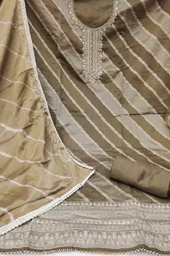 Chiku Modal Banarasi Embellished Unstitched Dress Material