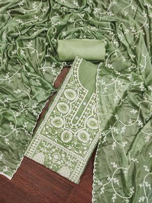 Pista Viscose Organza Embroidered Unstitched Dress Material 1