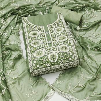 Pista Viscose Organza Embroidered Unstitched Dress Material 2