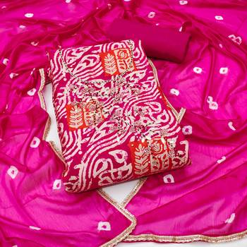 Magenta Roman Cotton silk blend Hand Work Unstitched Dress Material 2
