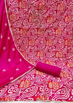 Magenta Roman Cotton silk blend Hand Work Unstitched Dress Material 3