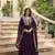Wine georgette sequins embroidered flaried designer gown with dupatta