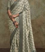 Grey soft handloom silk blend with zari weaving saree with blouse