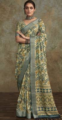 Light green soft handloom silk blend with zari weaving saree with blouse 2