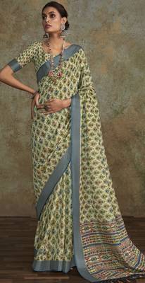 Pear soft handloom silk blend with zari weaving saree with blouse 2