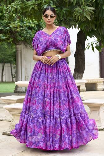  Chiffon CROP TOP LEHENGA readymade