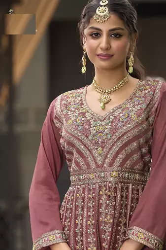 light maroon chifon party wear suit set 