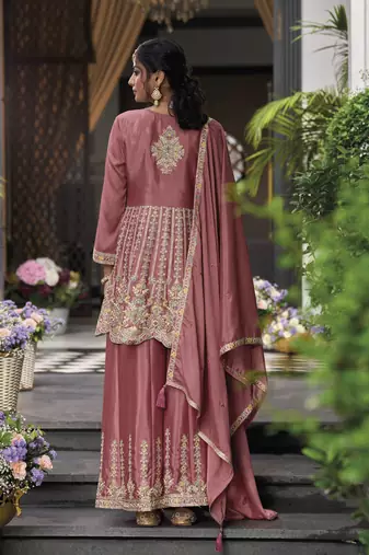 light maroon chifon party wear suit set 