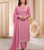 Pink chinon embroidered salwar suit