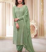 Light green chinon embroidered salwar suit